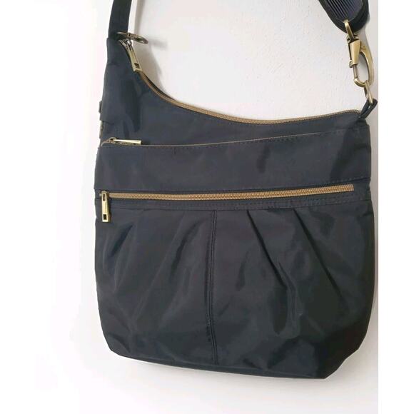 Travelon Anti-theft Signature Crossbody Nylon Black Bag Purse With 4 Compartment - Picture 2 of 16